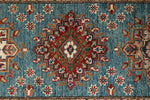 3x29 Light Blue and Red Kazak Tribal Runner