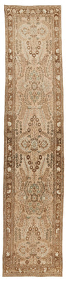 3x12 Beige and Brown Persian Tribal Runner