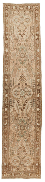 3x12 Beige and Brown Persian Tribal Runner