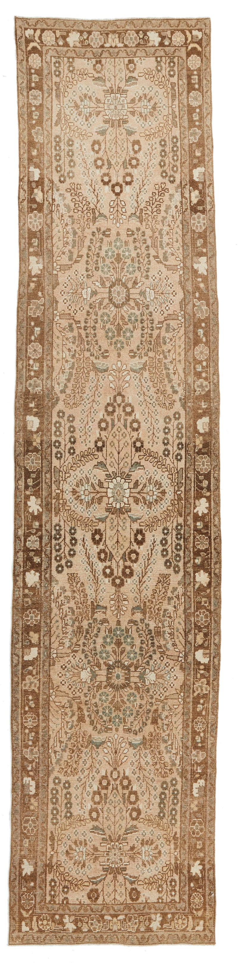 3x12 Beige and Brown Persian Tribal Runner