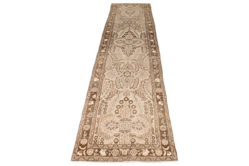 3x12 Beige and Brown Persian Tribal Runner