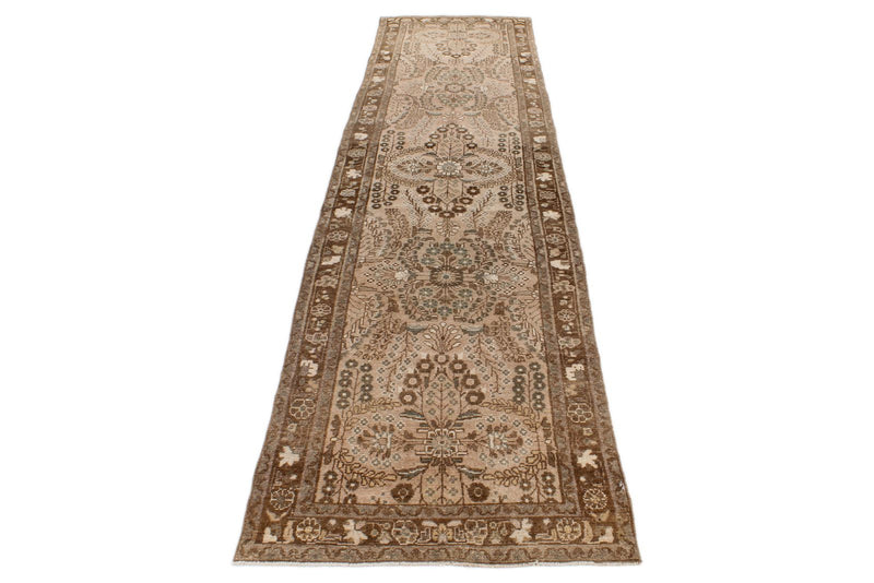 3x12 Beige and Brown Persian Tribal Runner