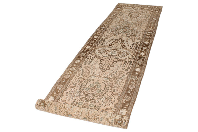 3x12 Beige and Brown Persian Tribal Runner