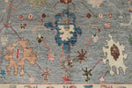 9x12 Light Blue and Multicolor Turkish Oushak Rug
