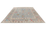 9x12 Light Blue and Multicolor Turkish Oushak Rug