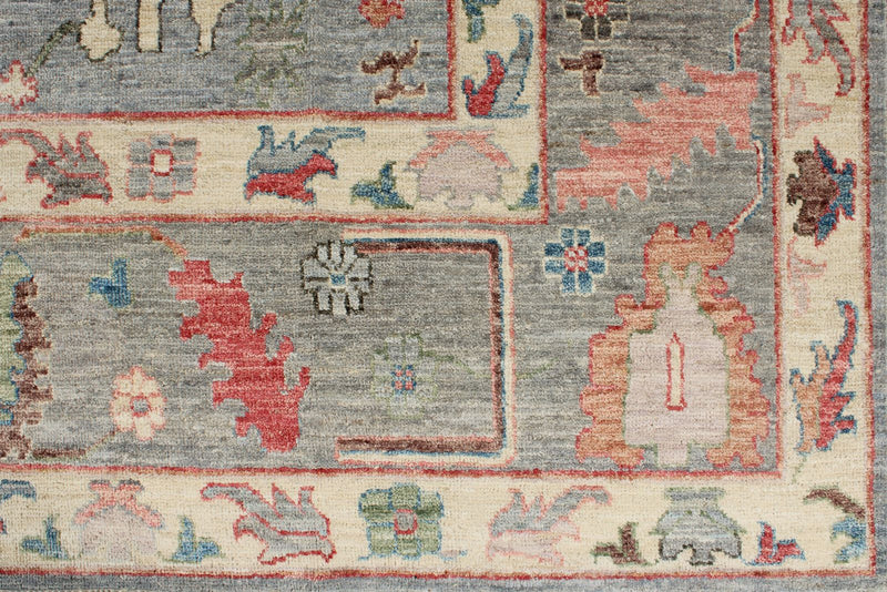 9x12 Light Blue and Multicolor Turkish Oushak Rug