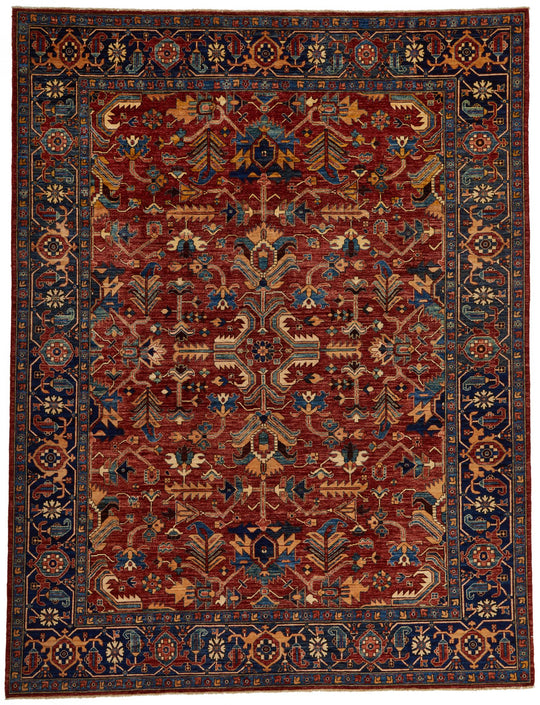 9x12 Red and Navy Anatolian Traditional Rug