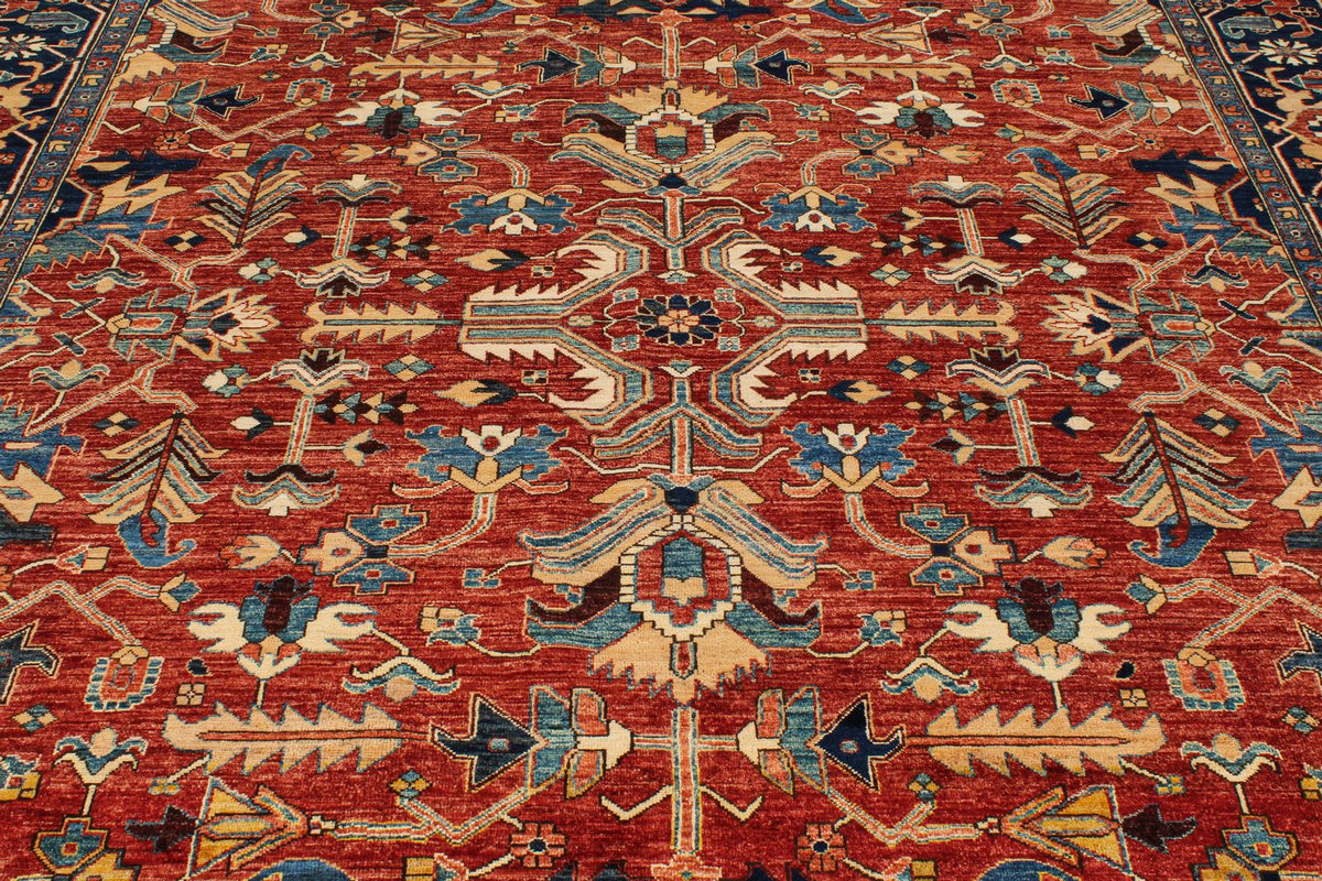 9x12 Red and Navy Anatolian Traditional Rug
