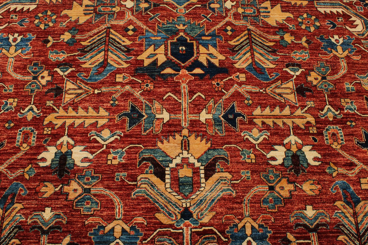 9x12 Red and Navy Anatolian Traditional Rug