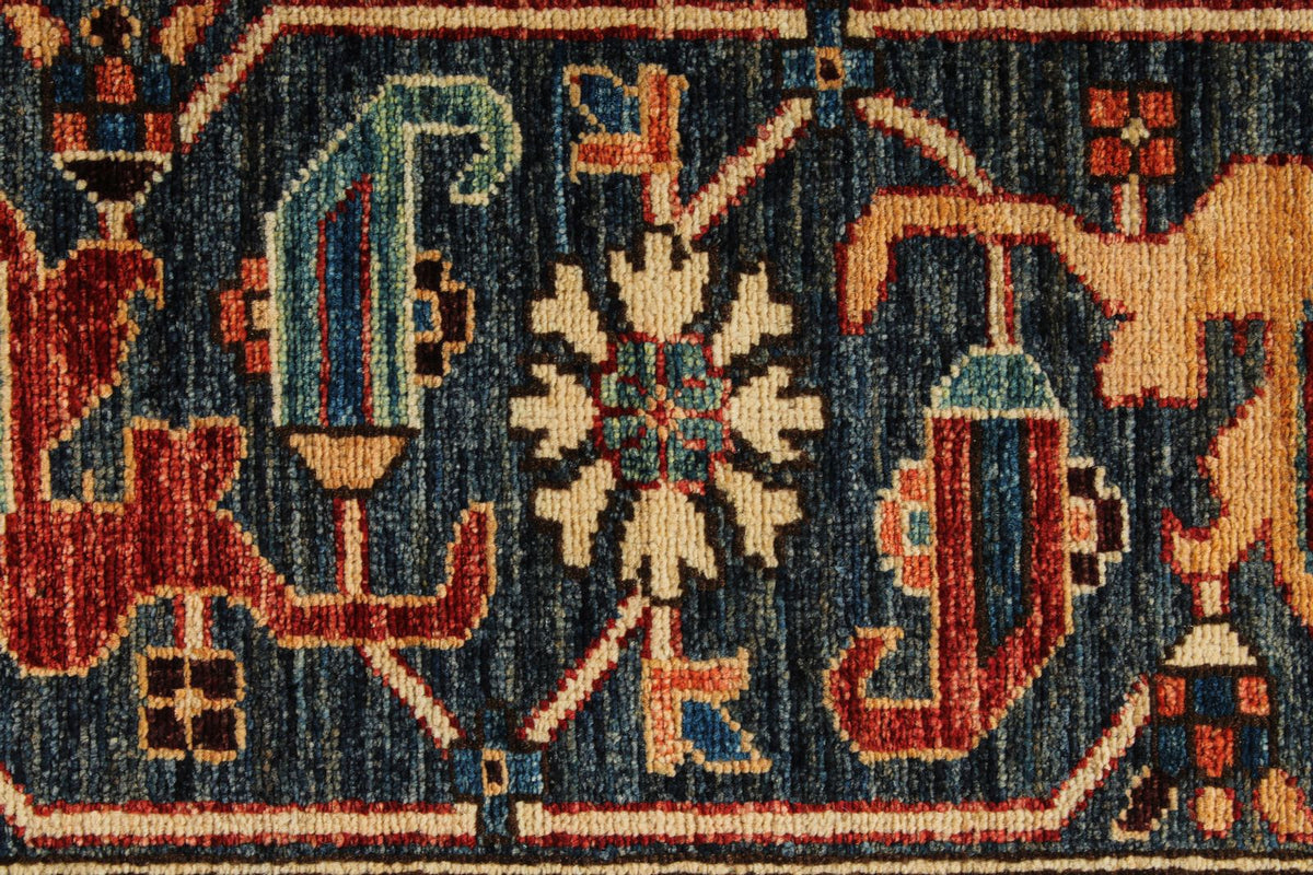 9x12 Red and Navy Anatolian Traditional Rug