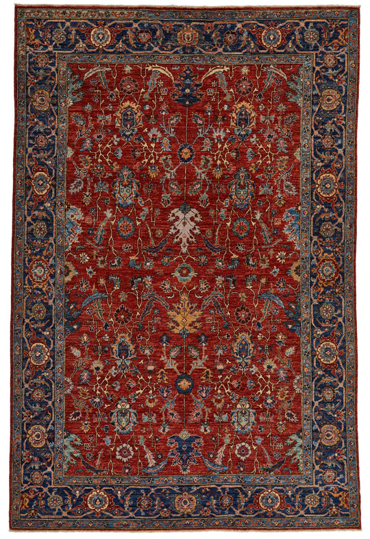 6x9 Rust and Navy Anatolian Traditional Rug