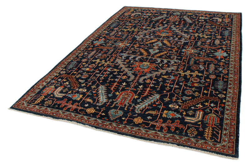 6x9 Navy and Multicolor Anatolian Traditional Rug