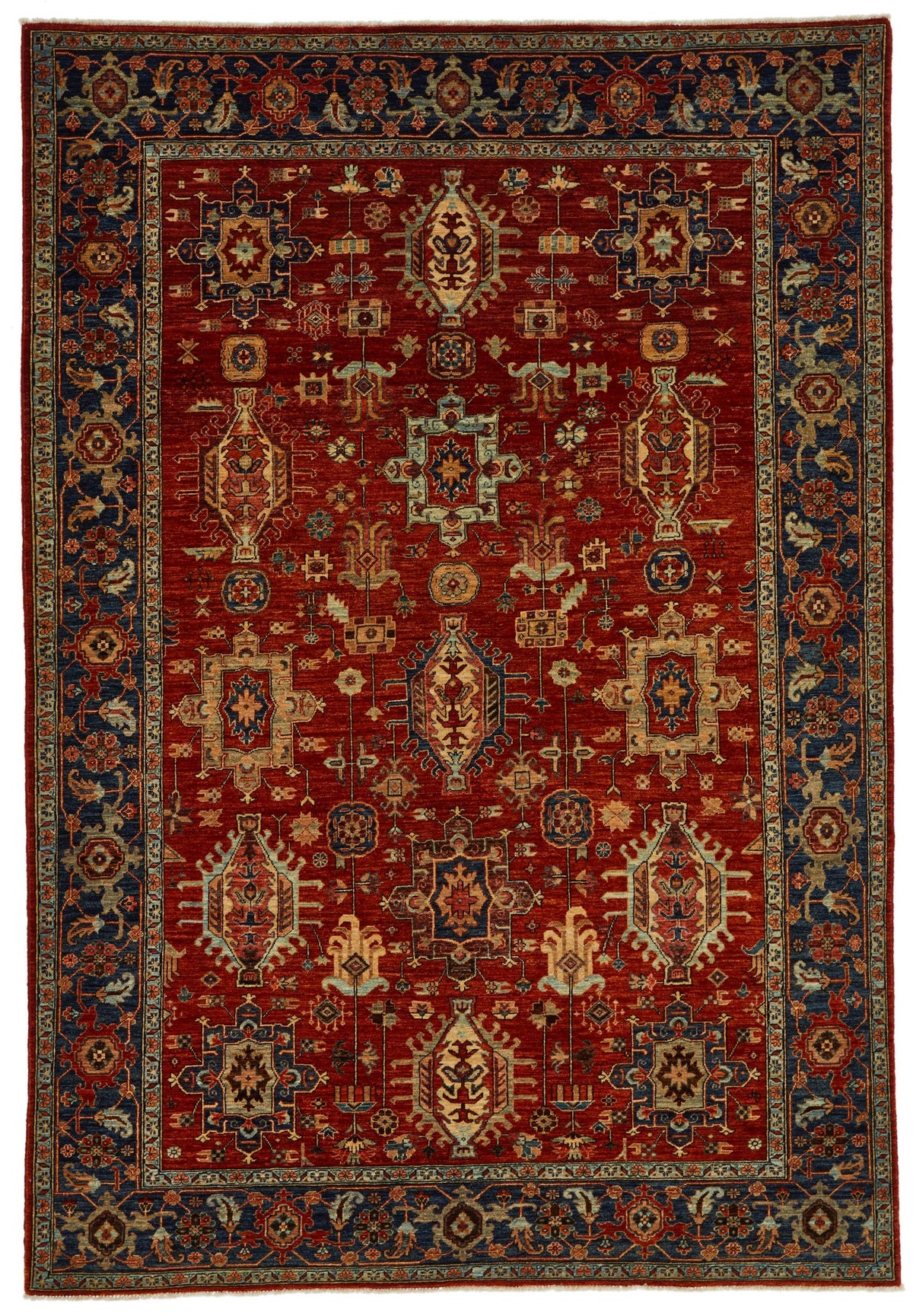 6x9 Rust and Navy Traditional Rug