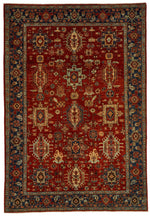 6x9 Rust and Navy Traditional Rug