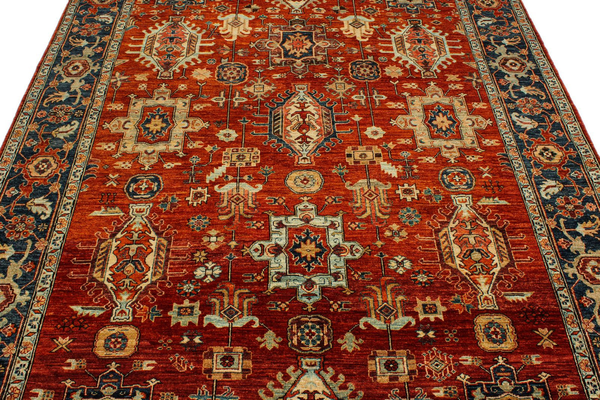 6x9 Rust and Navy Traditional Rug