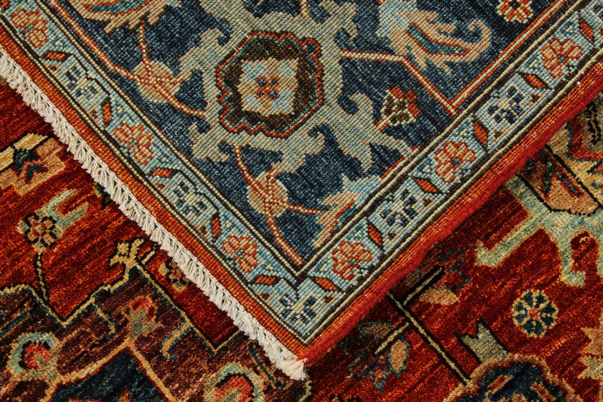 6x9 Rust and Navy Traditional Rug