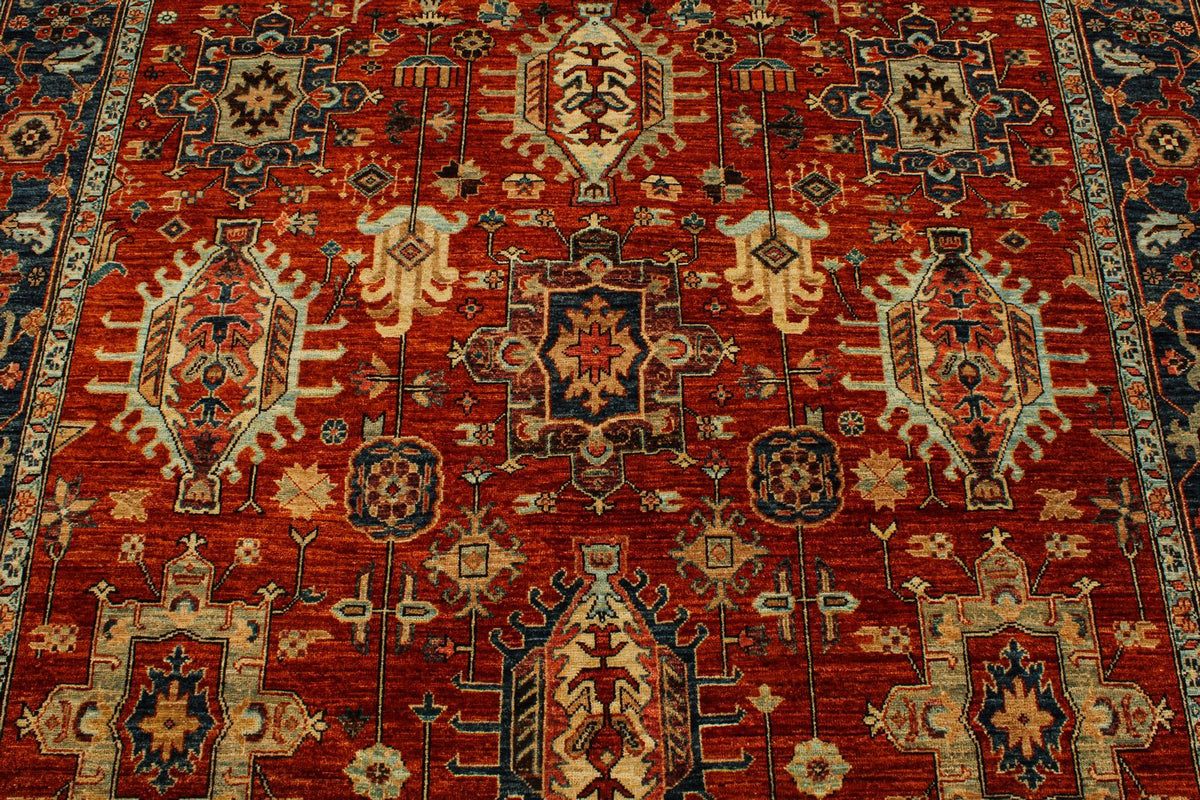 6x9 Rust and Navy Traditional Rug