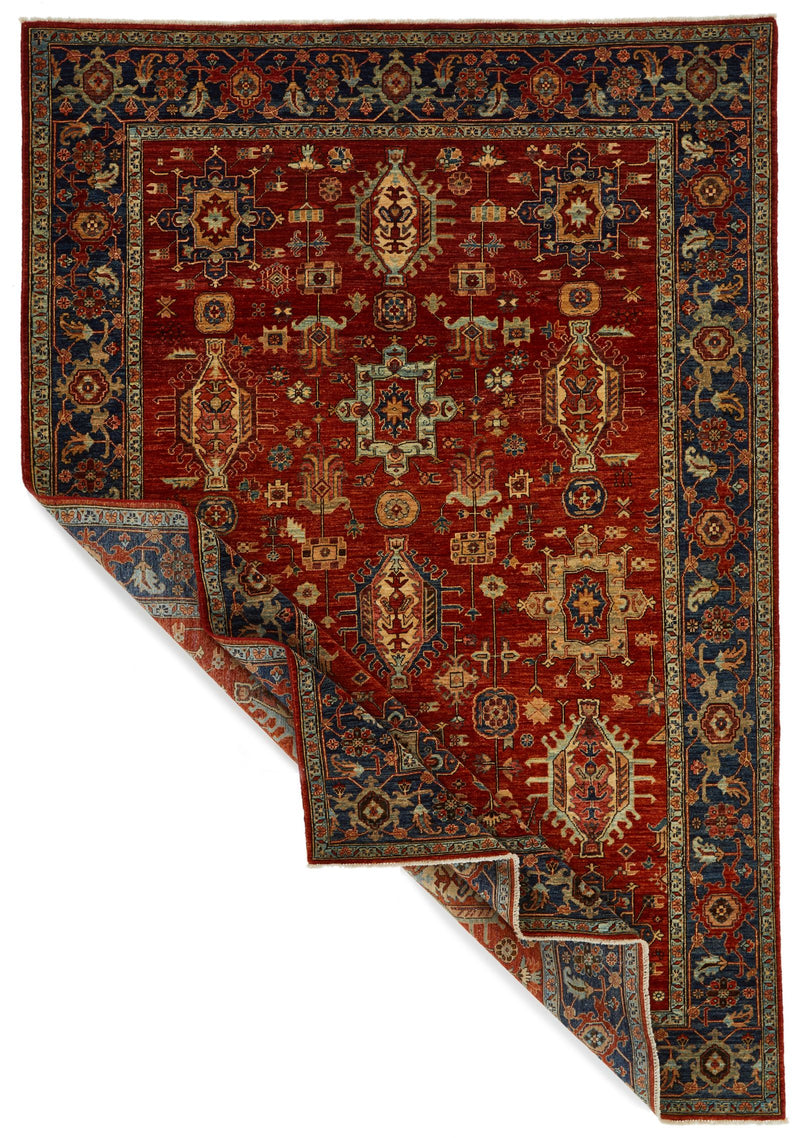 6x9 Rust and Navy Traditional Rug