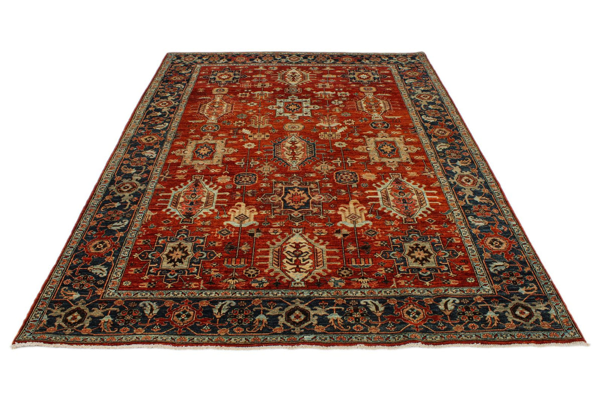 6x9 Rust and Navy Traditional Rug