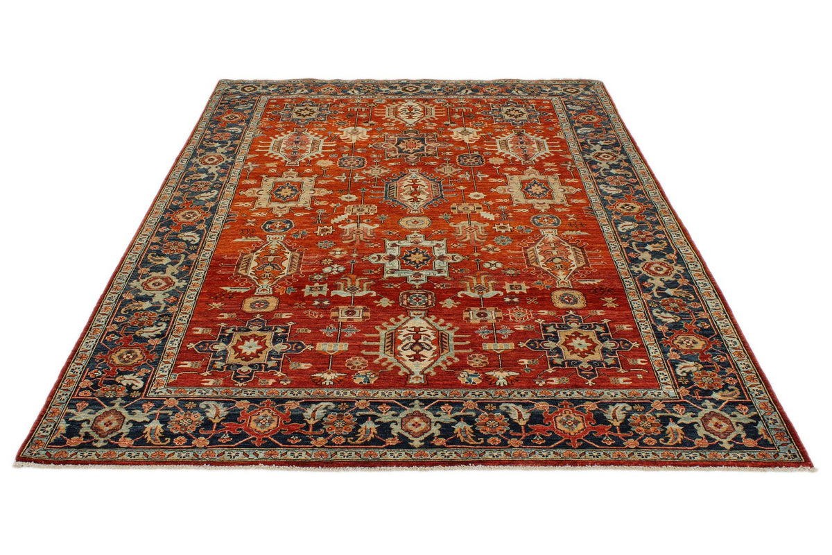 6x9 Rust and Navy Traditional Rug