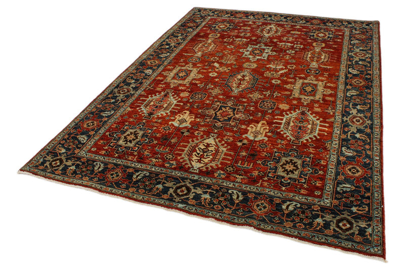 6x9 Rust and Navy Traditional Rug