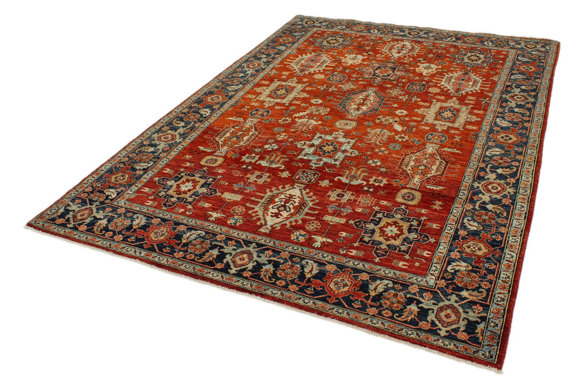 6x9 Rust and Navy Traditional Rug
