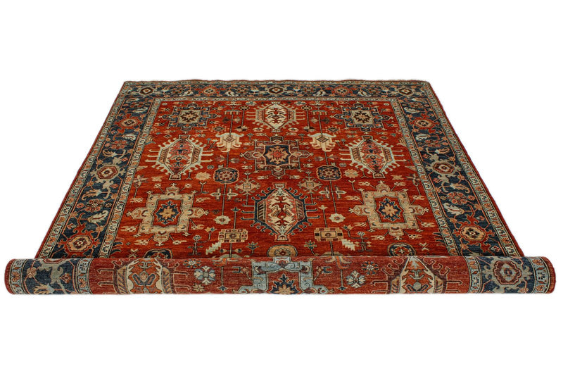 6x9 Rust and Navy Traditional Rug