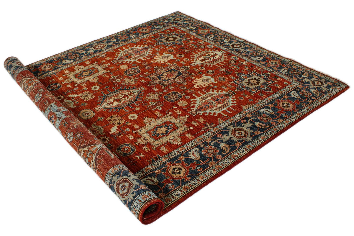 6x9 Rust and Navy Traditional Rug