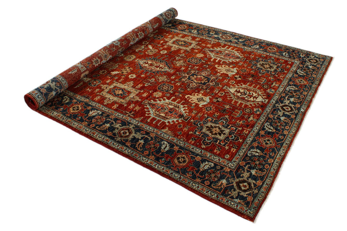 6x9 Rust and Navy Traditional Rug