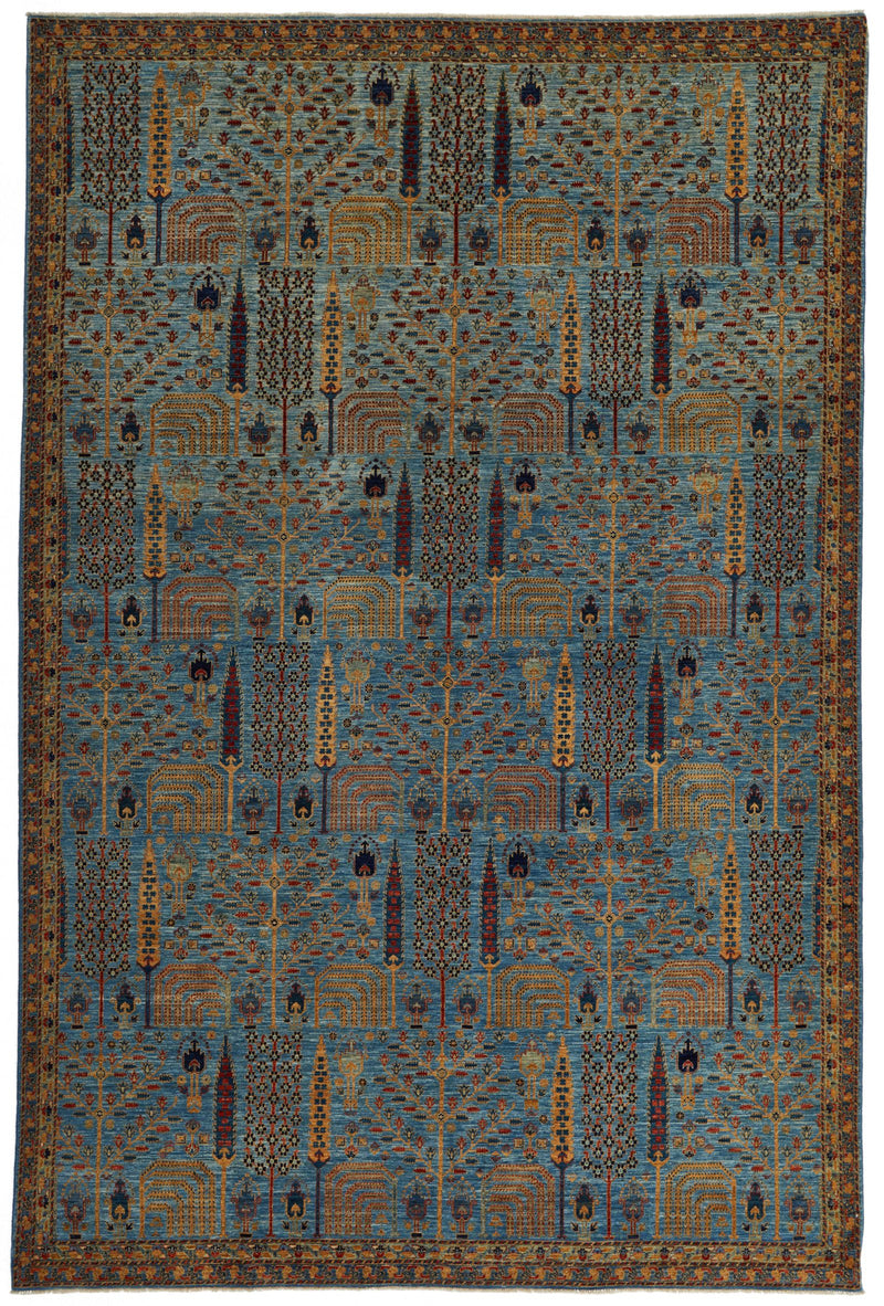 8x12 Blue and Multicolor Traditional Rug