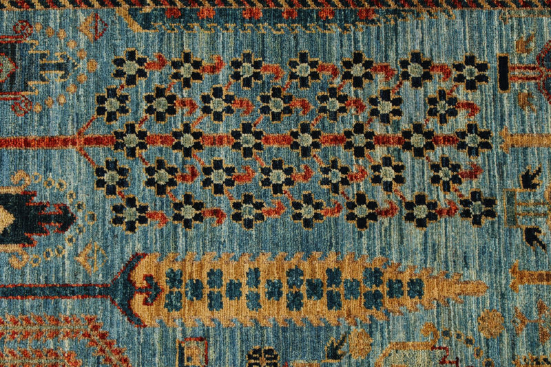 8x12 Blue and Multicolor Traditional Rug