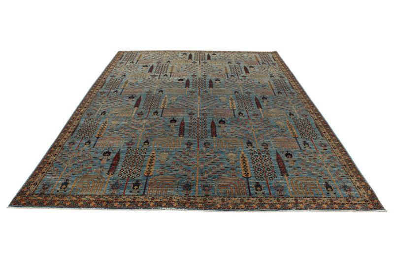 8x12 Blue and Multicolor Traditional Rug