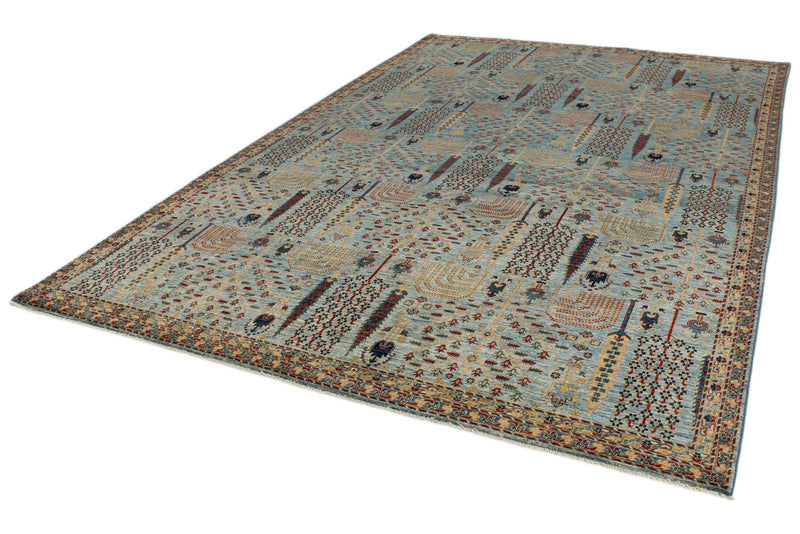 8x12 Blue and Multicolor Traditional Rug