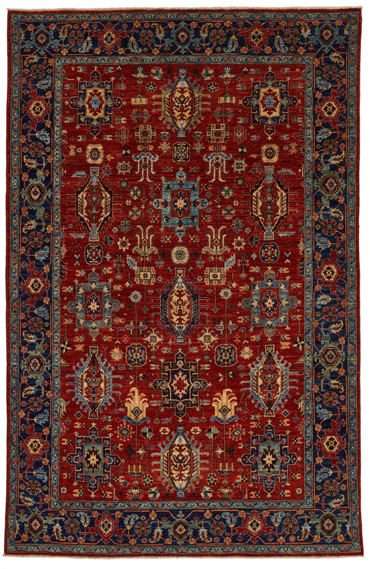 6x9 Rust and Navy Traditional Rug