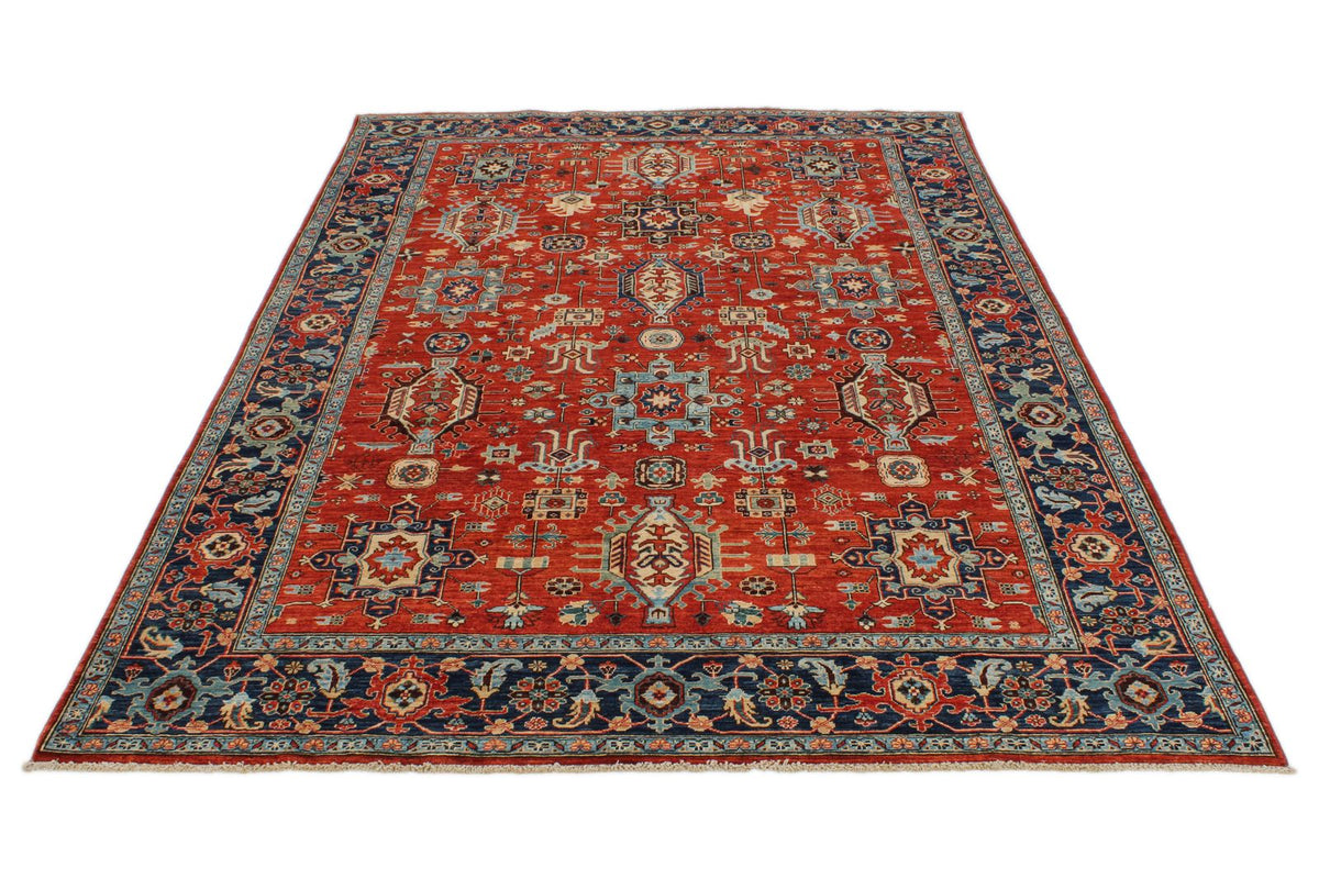 6x9 Rust and Navy Traditional Rug