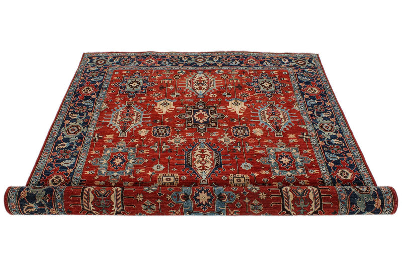 6x9 Rust and Navy Traditional Rug