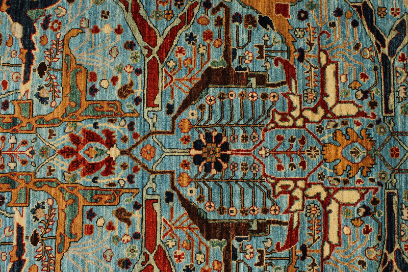8x10 Blue and Rust Anatolian Traditional Rug