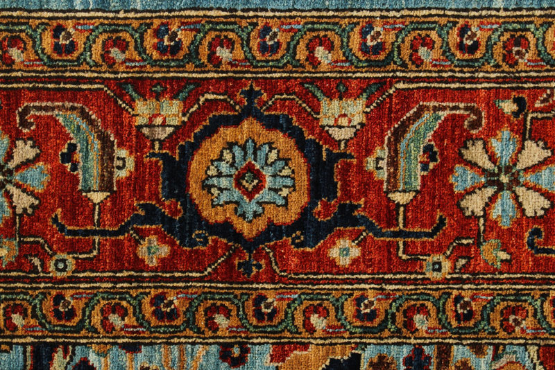 8x10 Blue and Rust Anatolian Traditional Rug