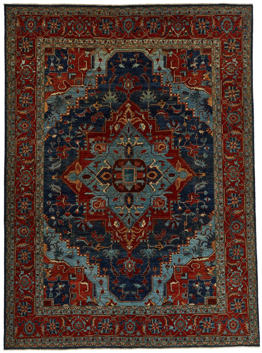 10x14 Navy and Red Anatolian Traditional Rug