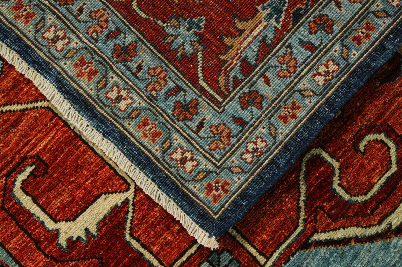 10x14 Navy and Red Anatolian Traditional Rug