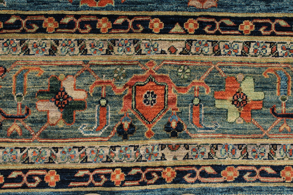 9x12 Blue and Green Anatolian Traditional Rug