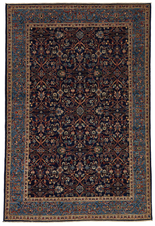 6x9 Navy and Blue Anatolian Traditional Rug