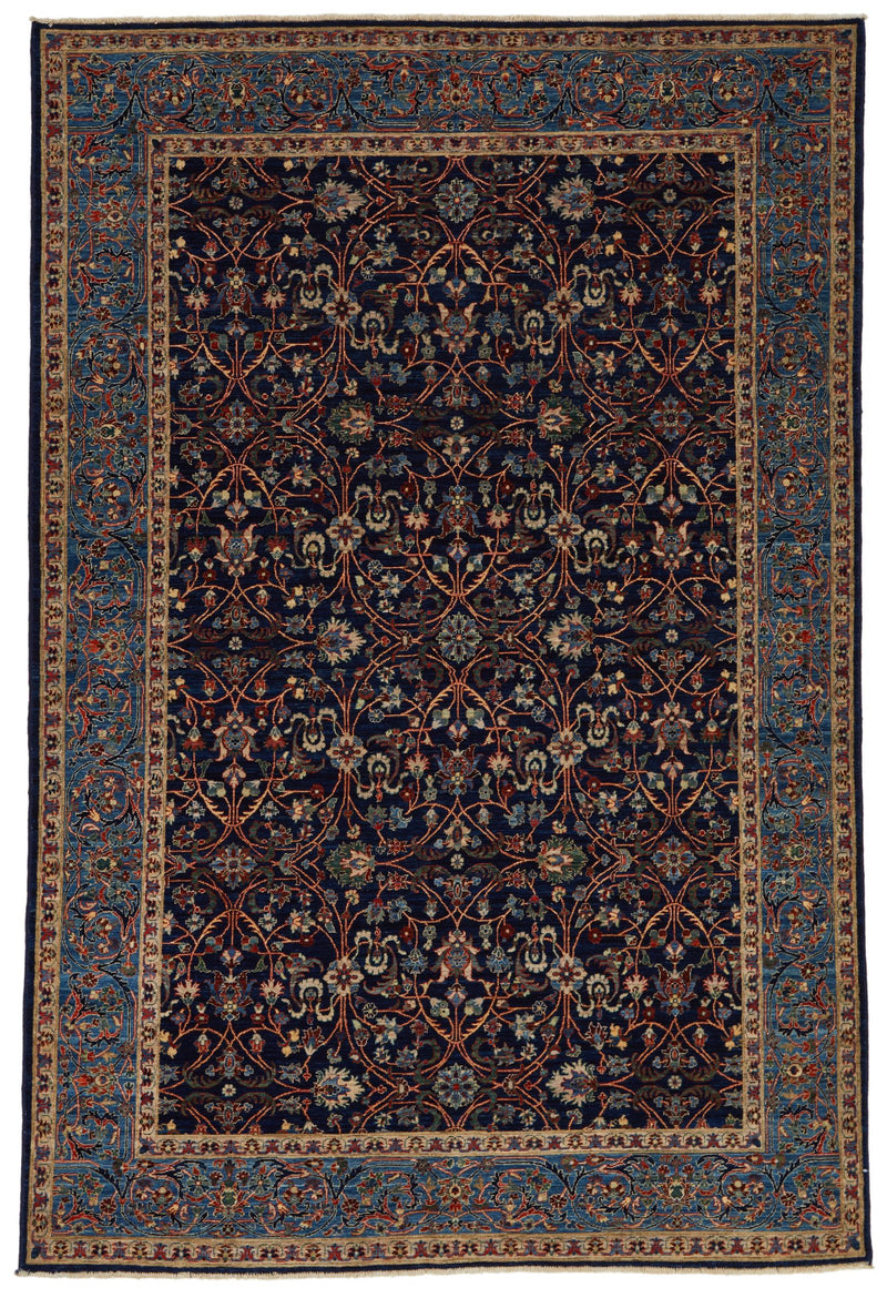 6x9 Navy and Blue Anatolian Traditional Rug