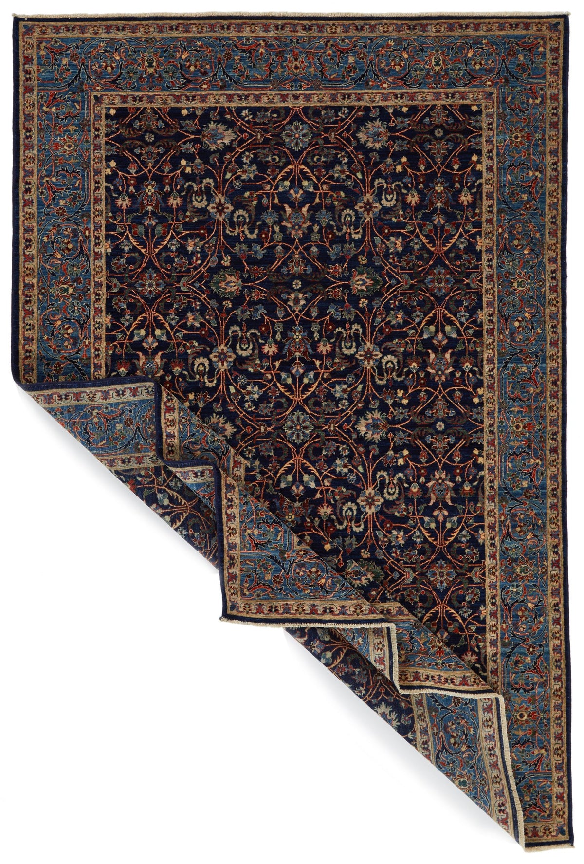6x9 Navy and Blue Anatolian Traditional Rug