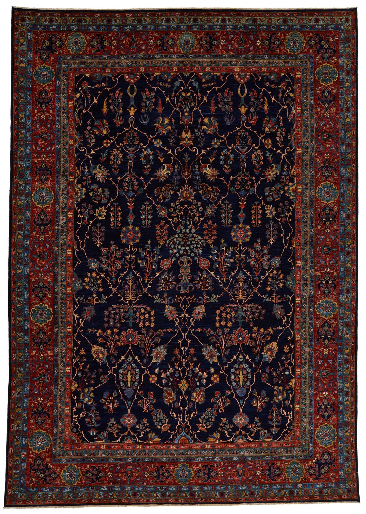 10x14 Navy and Red Traditional Rug