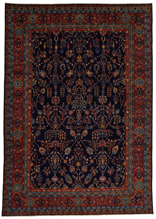 10x14 Navy and Red Traditional Rug