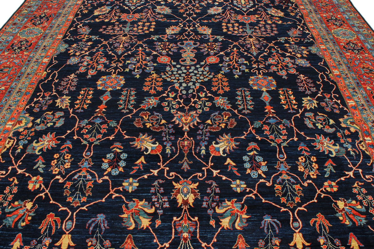 10x14 Navy and Red Traditional Rug