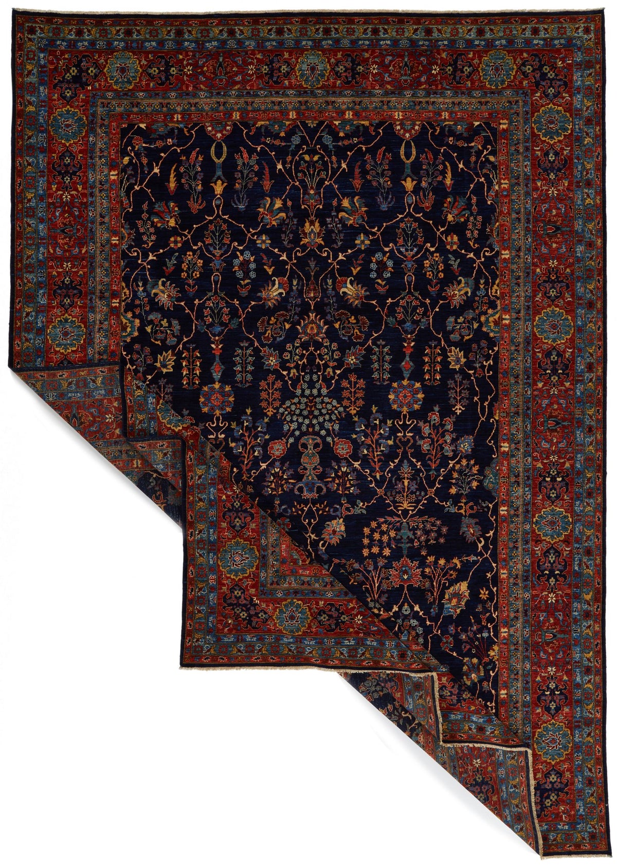 10x14 Navy and Red Traditional Rug