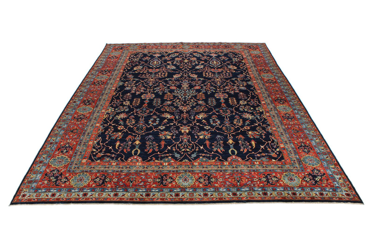 10x14 Navy and Red Traditional Rug