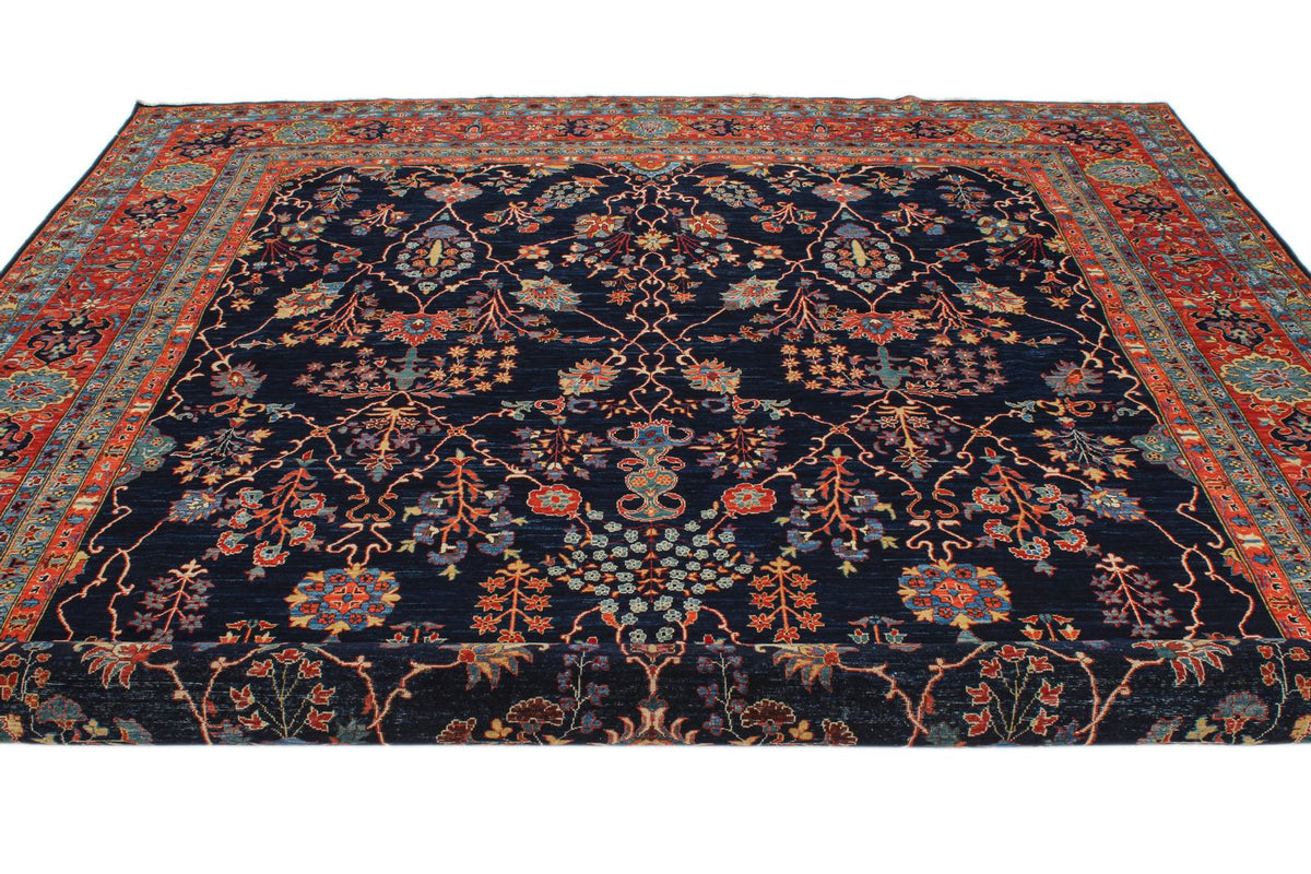 10x14 Navy and Red Traditional Rug